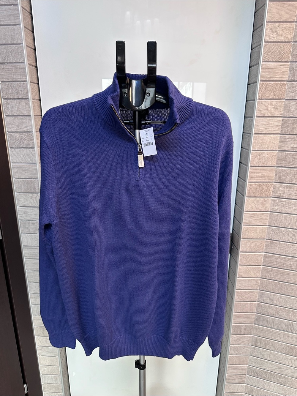 J. Crew Men's Vintage 2010 Cotton-Cashmere Royal Blue Quarter Zip-Neck Sweater